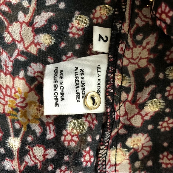 Ulla Johnson Blouse Silk Ruffle Blue Floral Elini - Picture 11 of 11